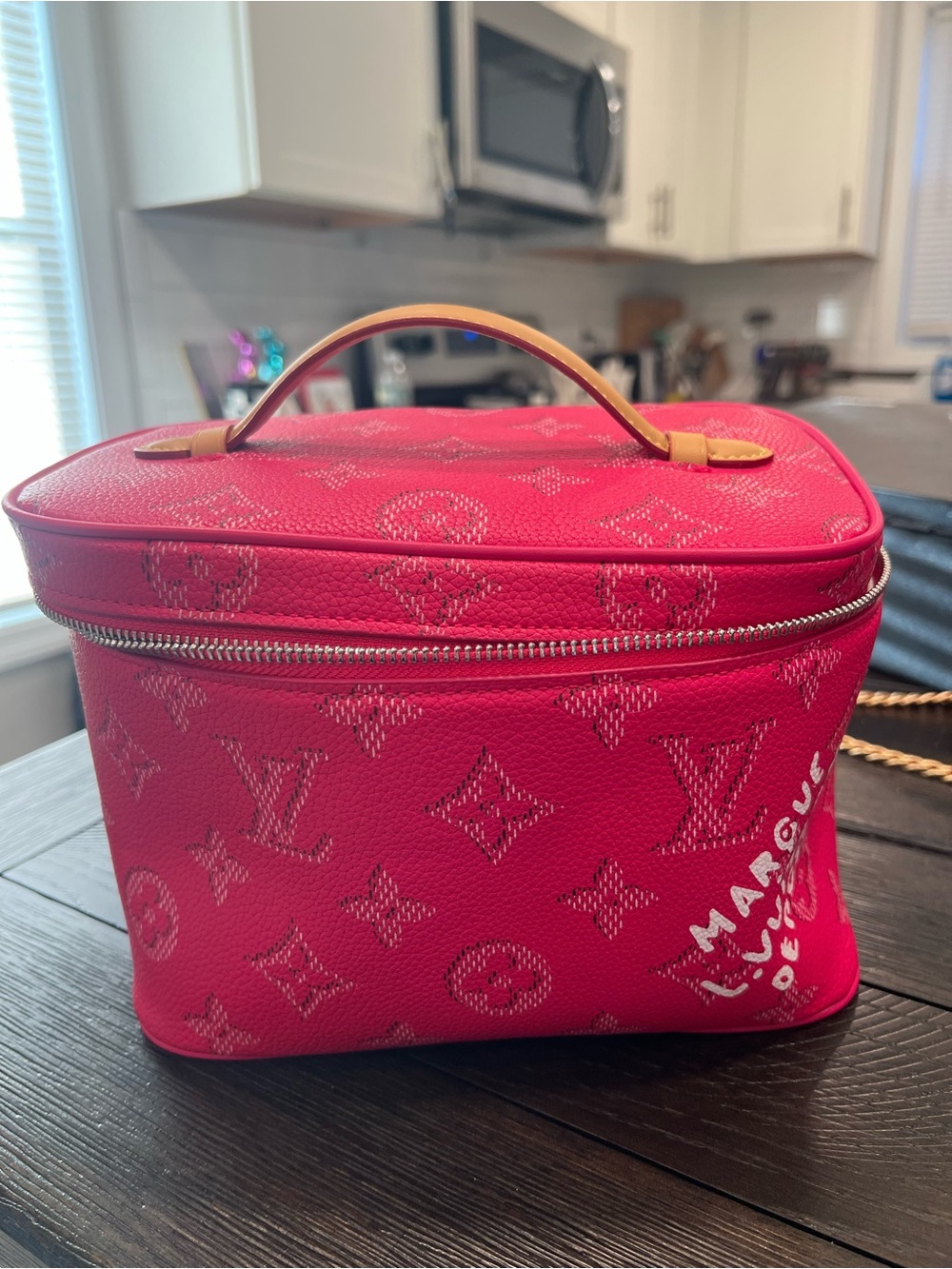 Louis Vuitton Pink Monogram Vanity Cosmetic Case with Top Handle